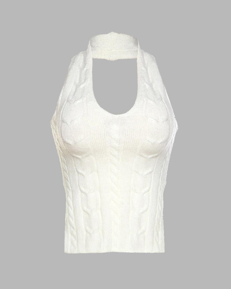 Wink Halter Knit Cable Top