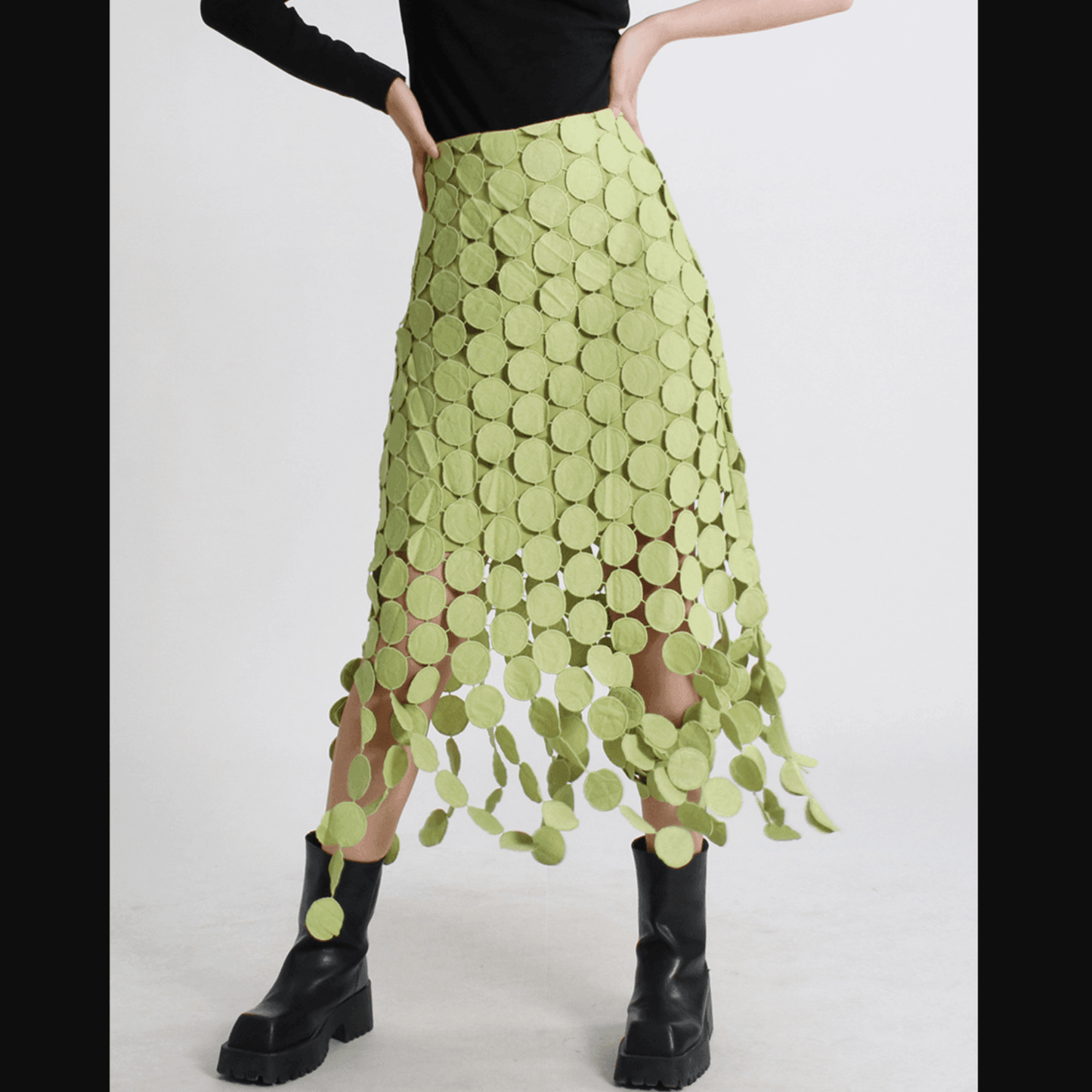 Lemon Tart Cotton Fringed Midi Skirt