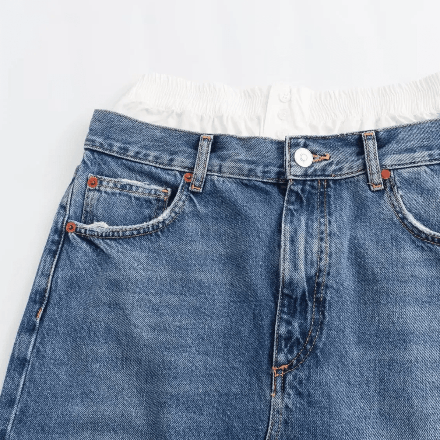 New Era High Waist Split Denim Maxi Skirt