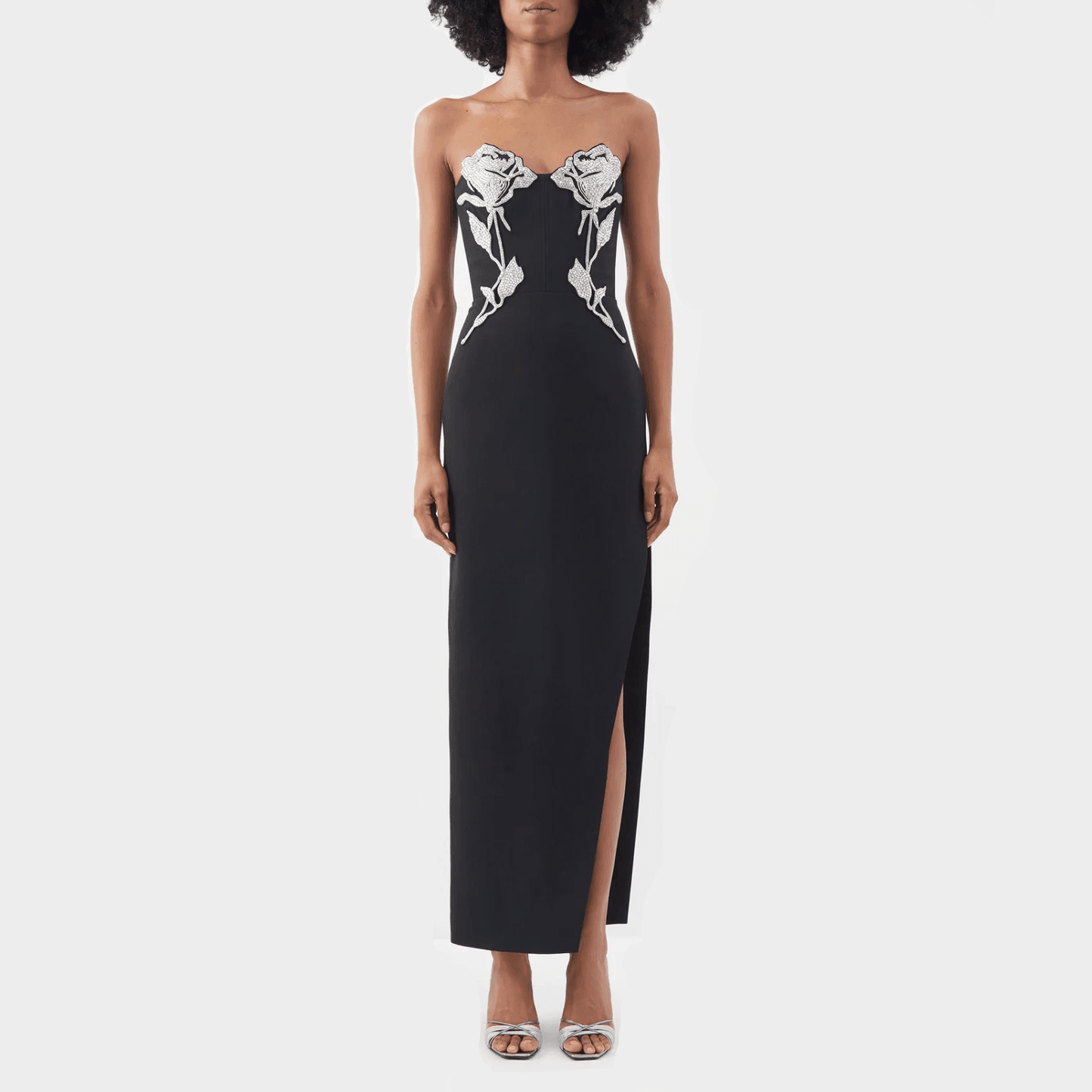 Dolled Up Crystal Rose Embroidered Maxi Dress