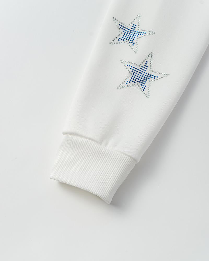 Love Star Rhinestone Zip Hoodie