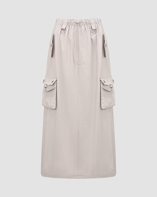 Willefull Parachute Drawstring Midi Skirt