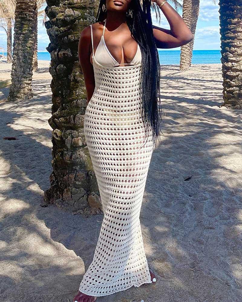 Open Back Beach Knitted Maxi Skirt