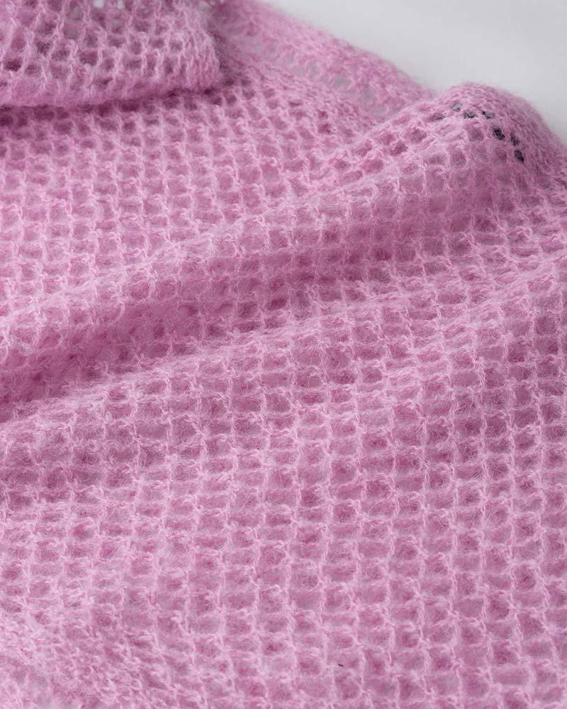 Dreamscape Knitted Eyelet Cropped Sweater