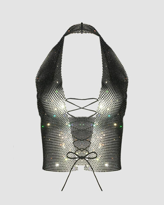 Rosmer Sequin Shoelace Corset