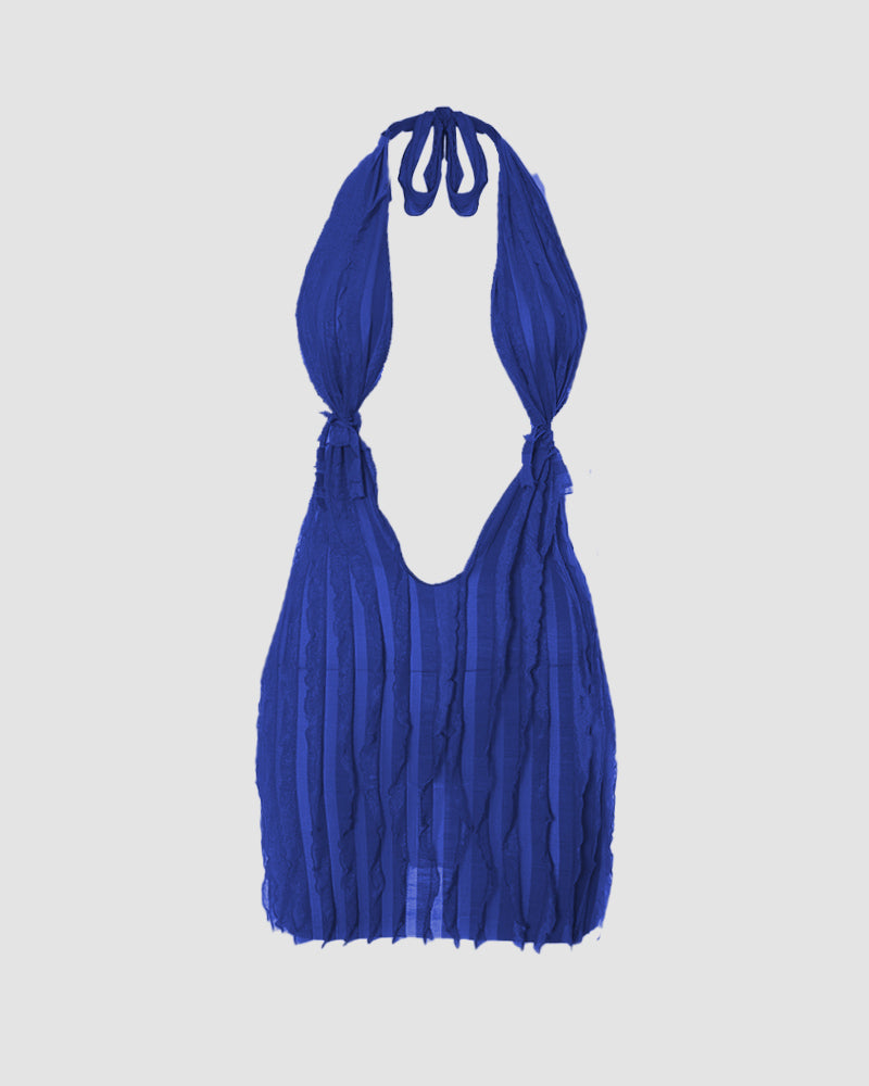 Vortex Blush Ruffle Plunging Dress