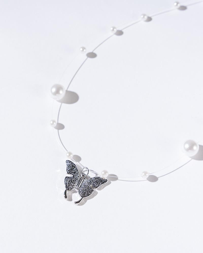 Orbital Pearl Butterfly Necklace