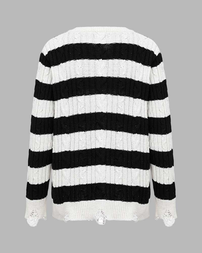 Aethre Cable Knit Striped Jumper