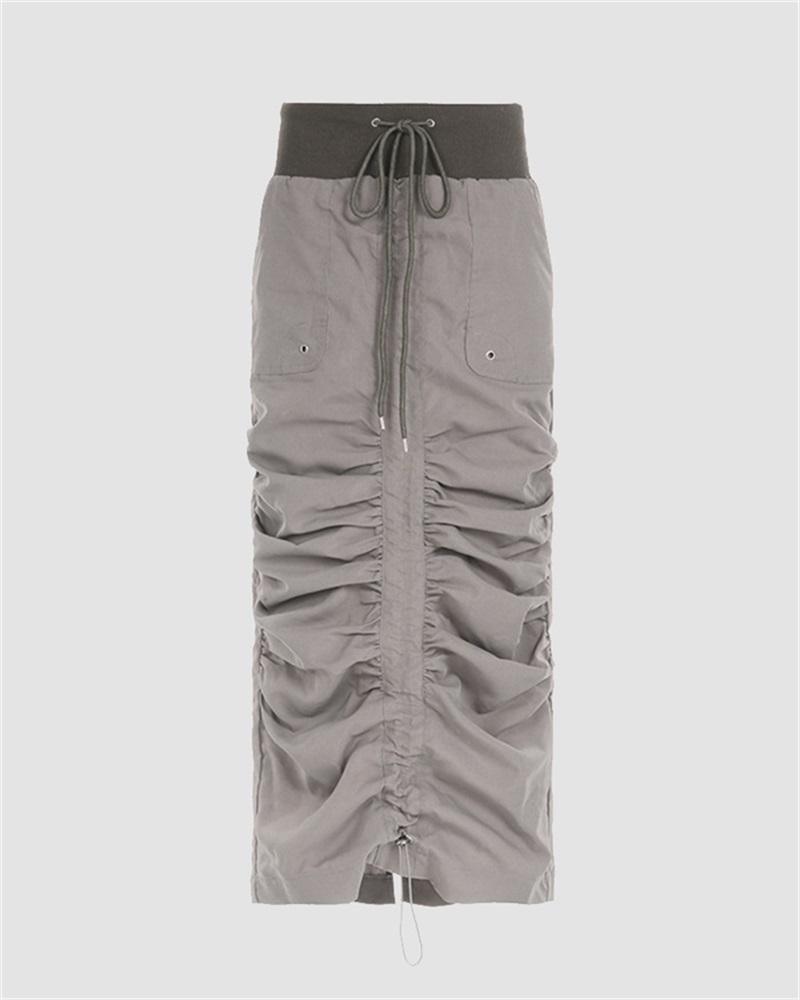 Jagged Ruffle Maxi Cargo Skirt