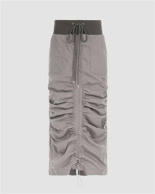 Jagged Ruffle Maxi Cargo Skirt
