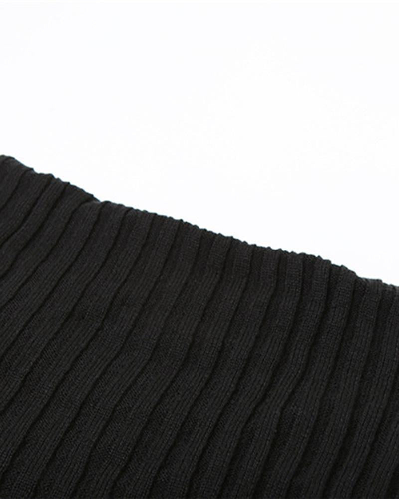 Off Shoulder Twist Knitted Mini Dress