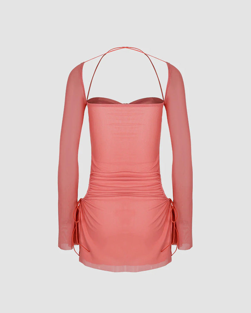 Pearly Blush Halter Bodycon Dress