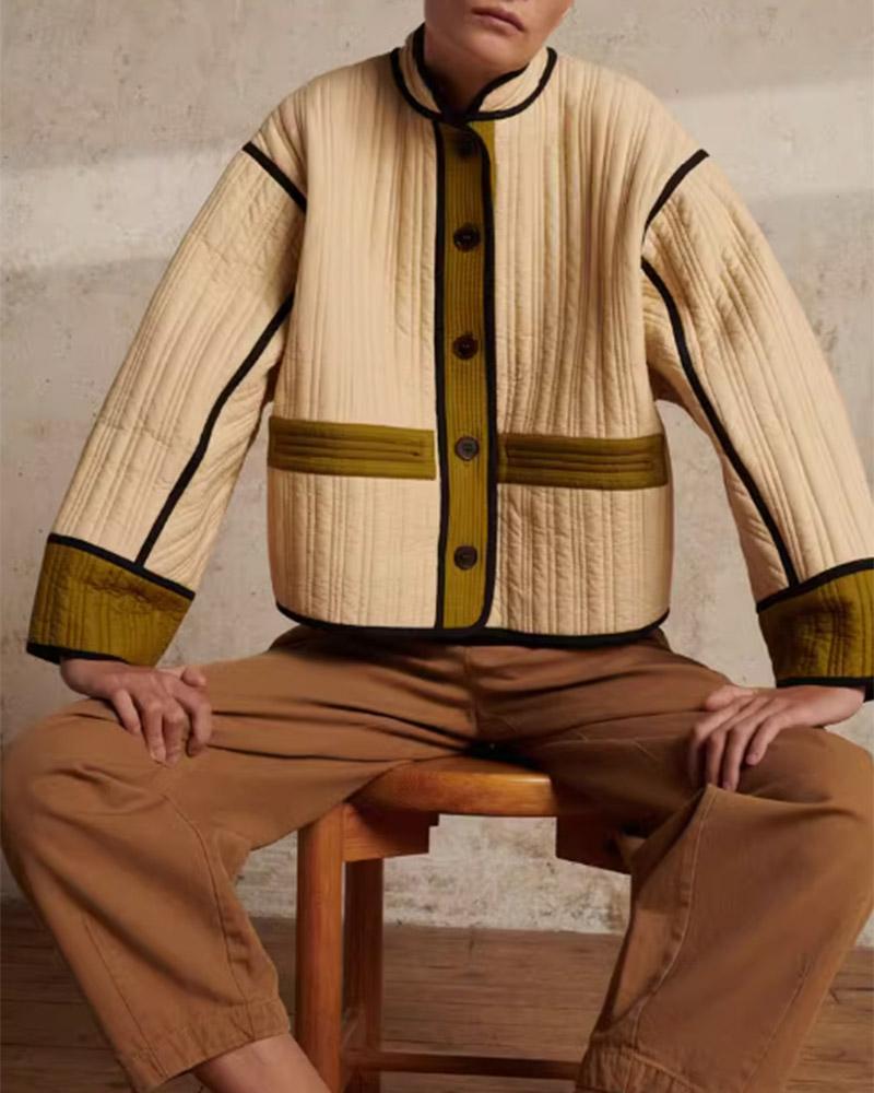 Retro-Style Contrast Color Jacket