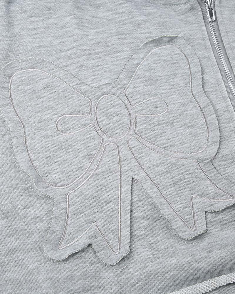 3D Stereoscopic Bow Embroidered Hoodie