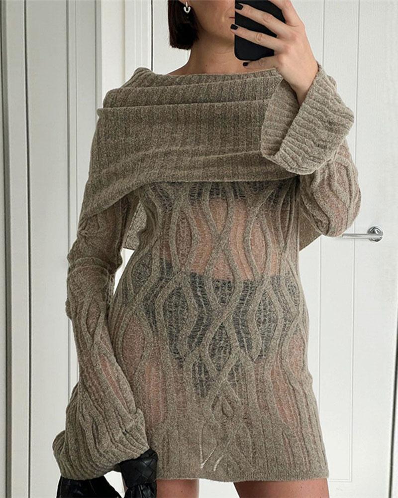 Off Shoulder Twist Knitted Mini Dress