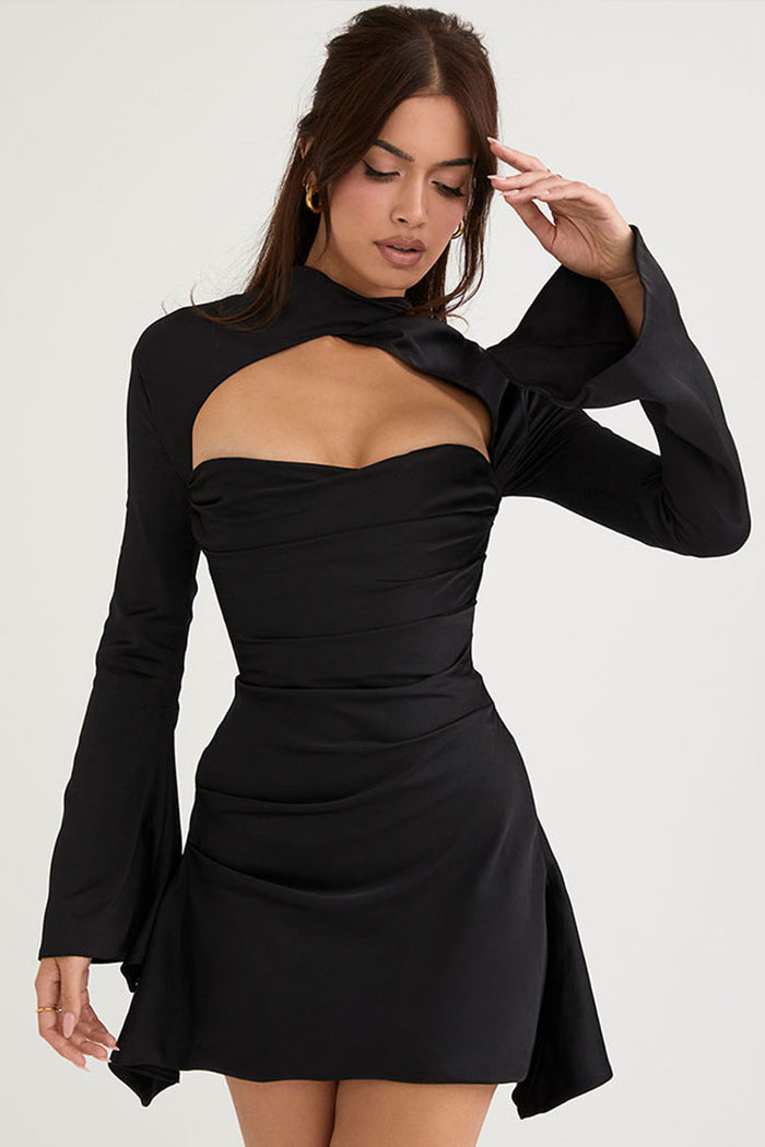 Seduction Long Sleeve Satin Mini Dress
