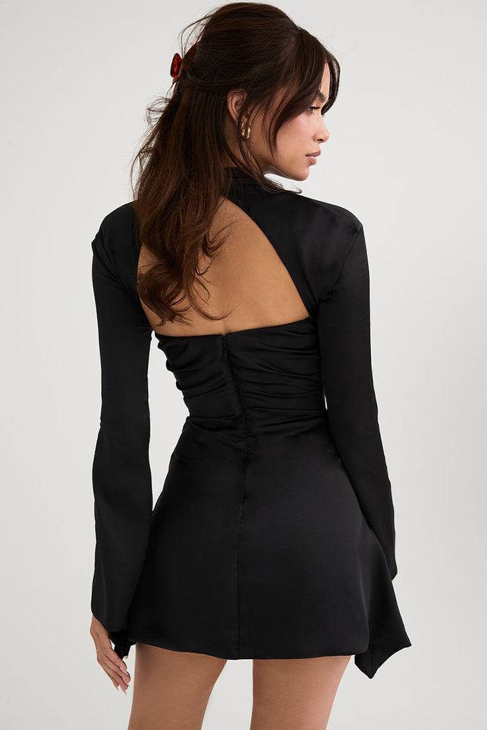 Seduction Long Sleeve Satin Mini Dress