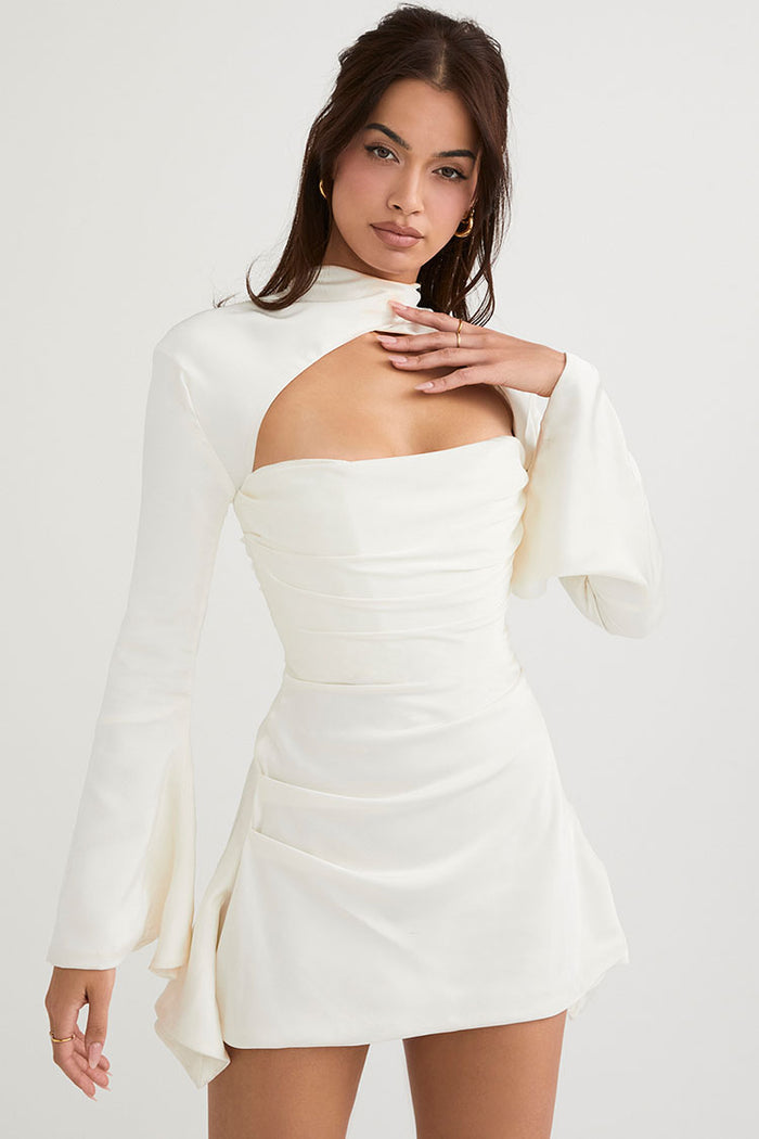 Seduction Long Sleeve Satin Mini Dress