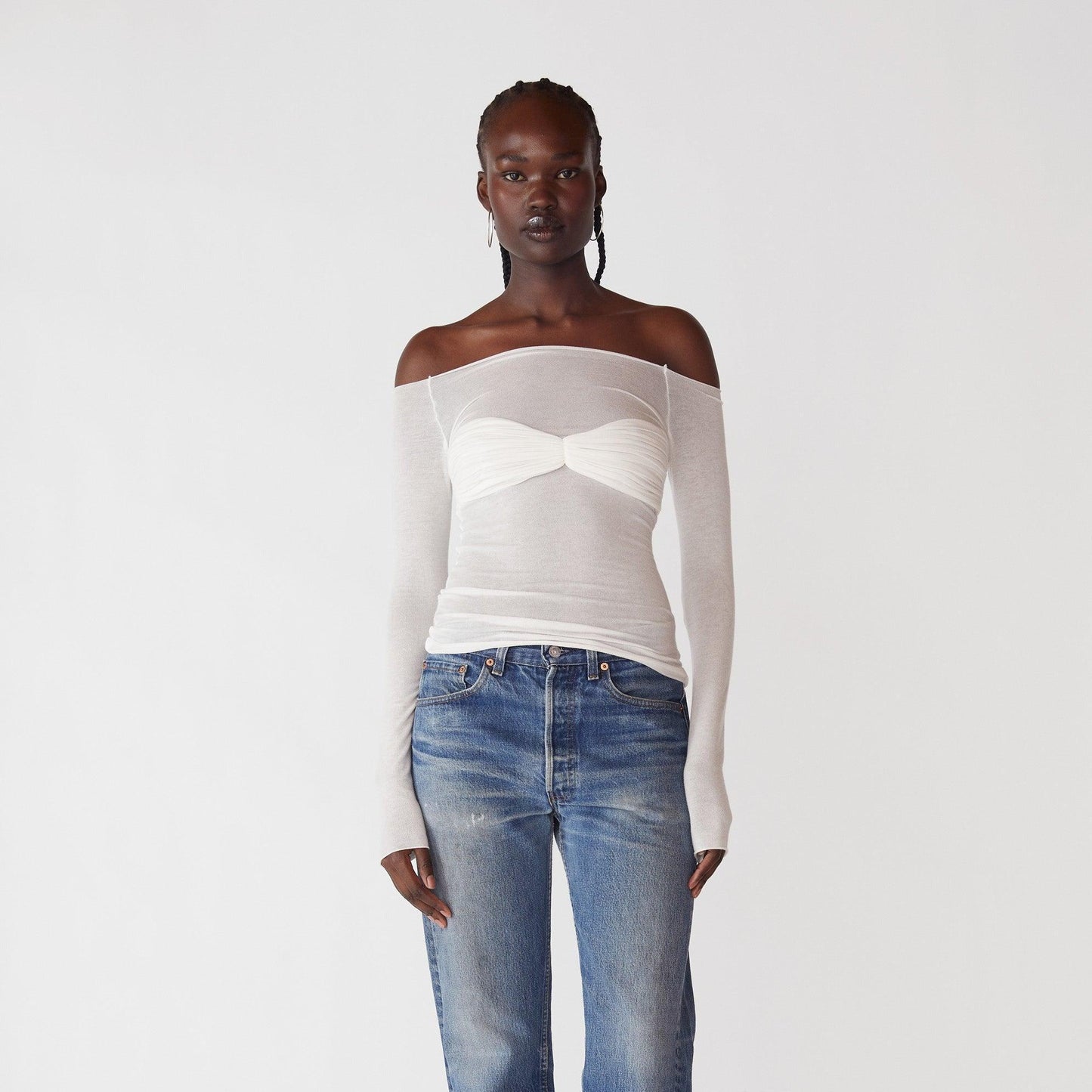 Faded Love Mesh Off Shoulder Top