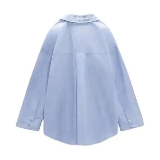 The Oriana Perforated Long Sleeve Blouse