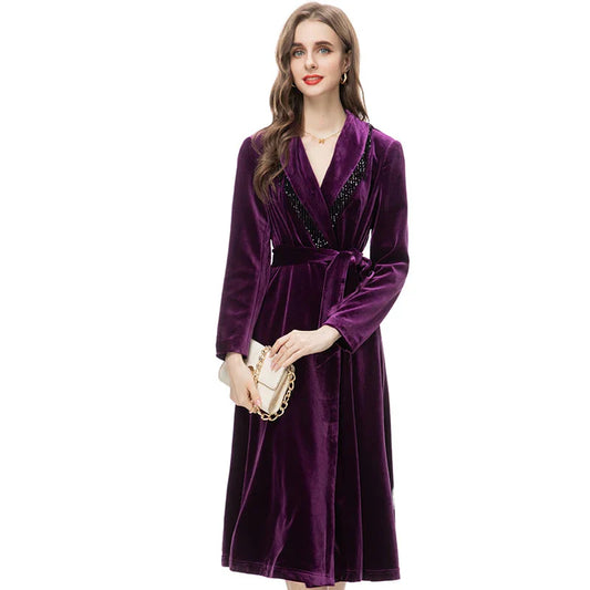 The Ophelie Long Sleeve Velvet Overcoat