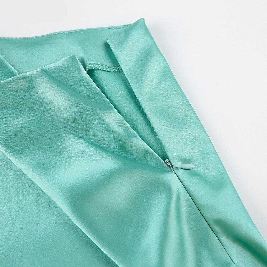 Blanca High Waist Satin Midi Skirt