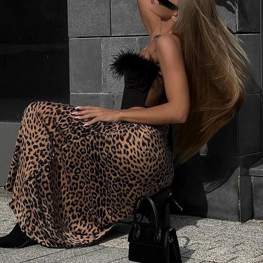 Feel Me Leopard High Waisted Maxi Skirt