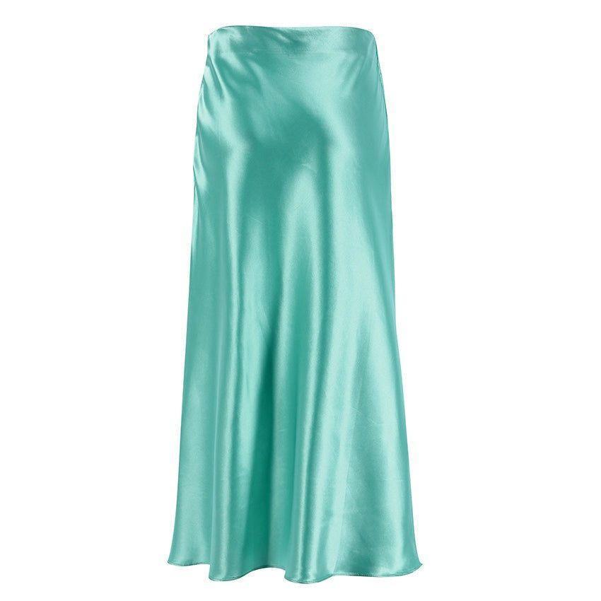 Blanca High Waist Satin Midi Skirt