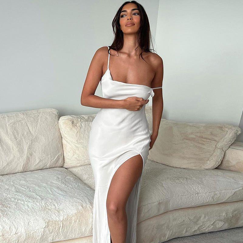 Girls Time Satin Slit Maxi Dress