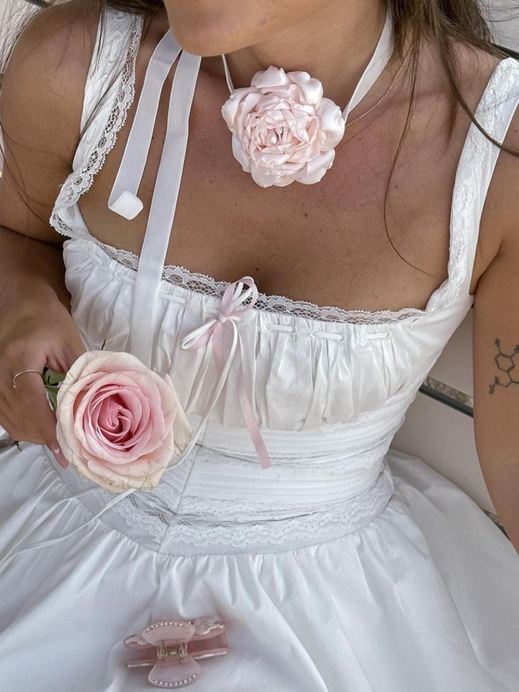 Sweet Lace Milkmaid Mini Dress