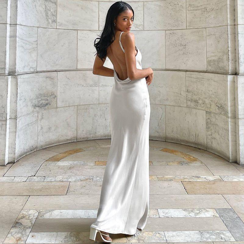 Girls Time Satin Slit Maxi Dress