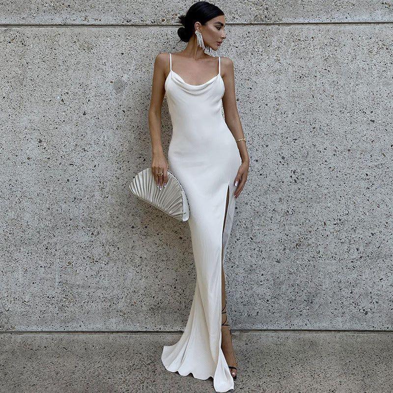 Girls Time Satin Slit Maxi Dress