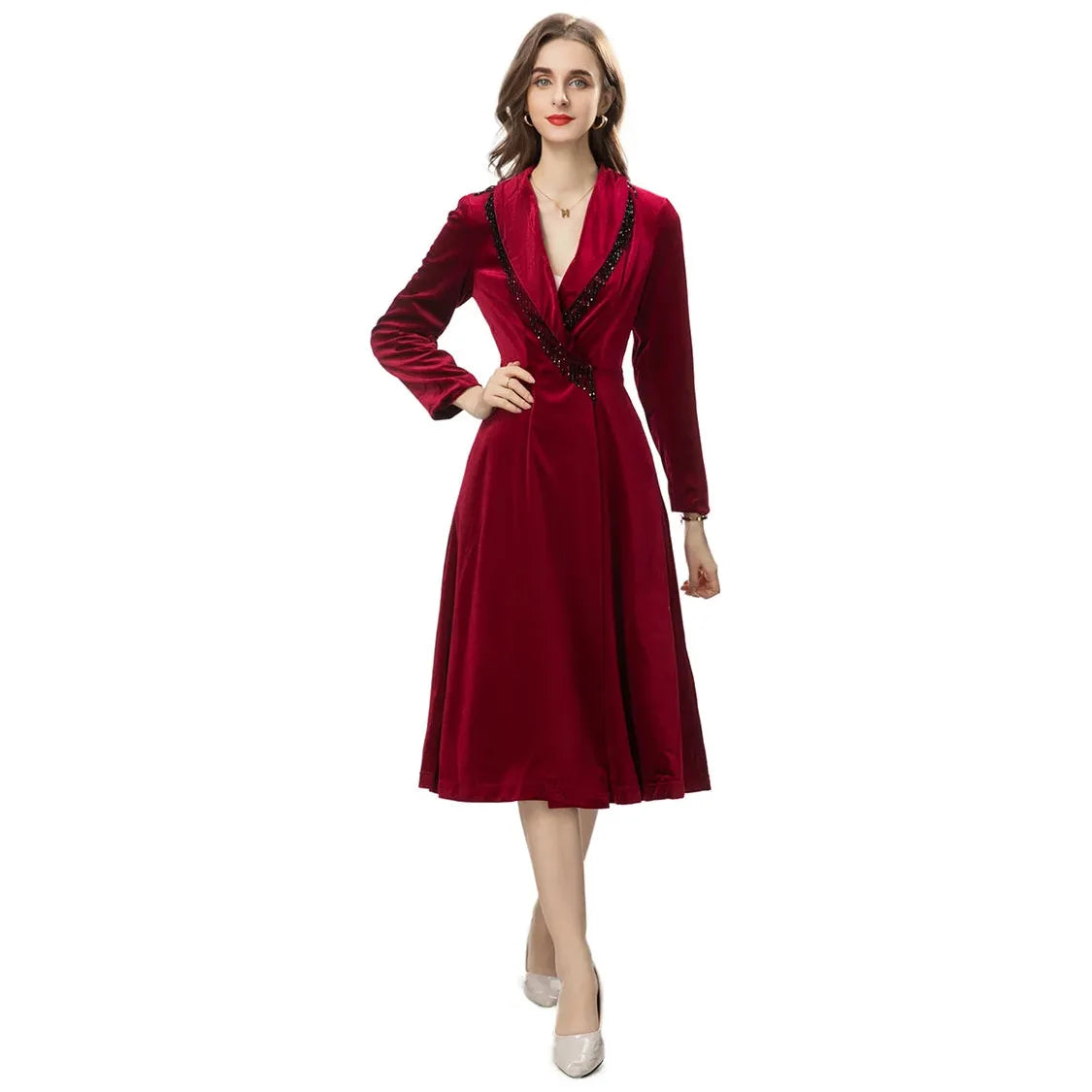 The Nysa Long Sleeve Velvet Overcoat