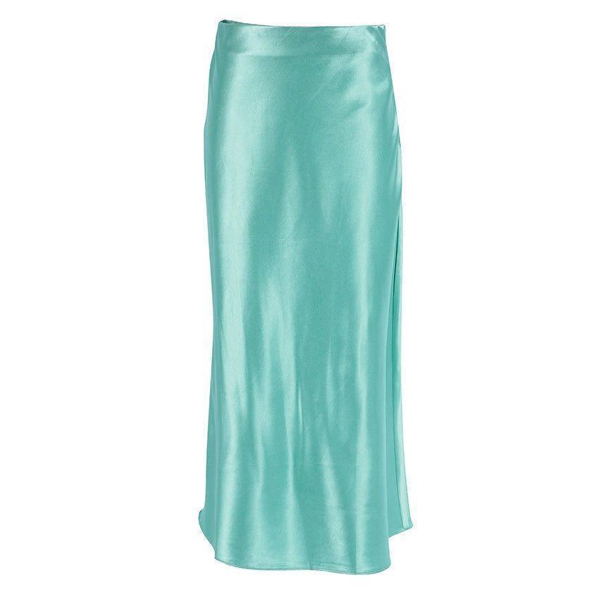 Blanca High Waist Satin Midi Skirt