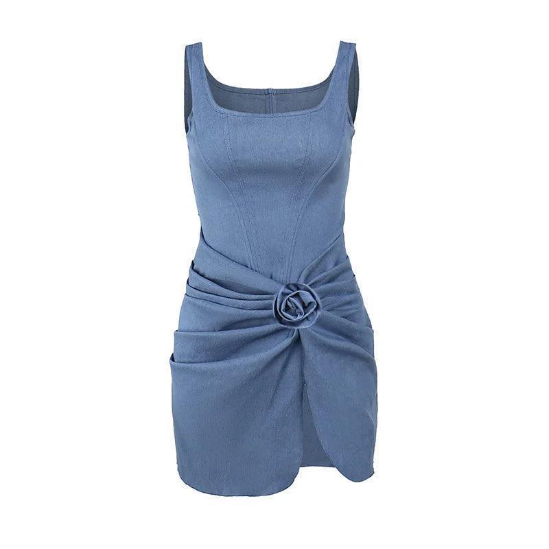 Never The Same Ruched Denim Mini Dress