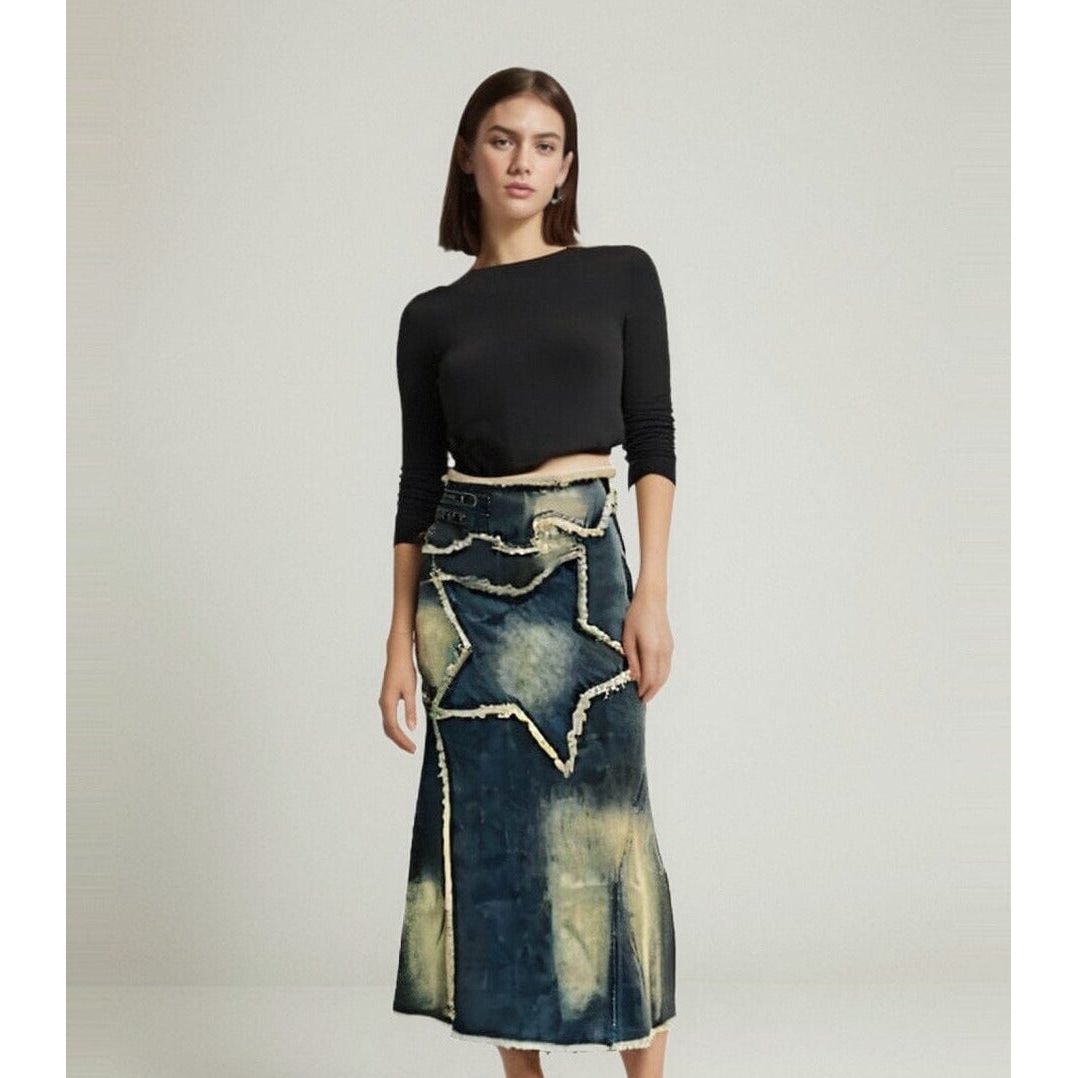 The Astarea Patchwork Denim Skirt