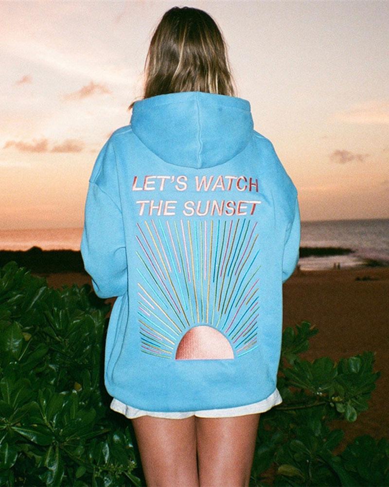 Watching Sunset Embroidery Hoodie