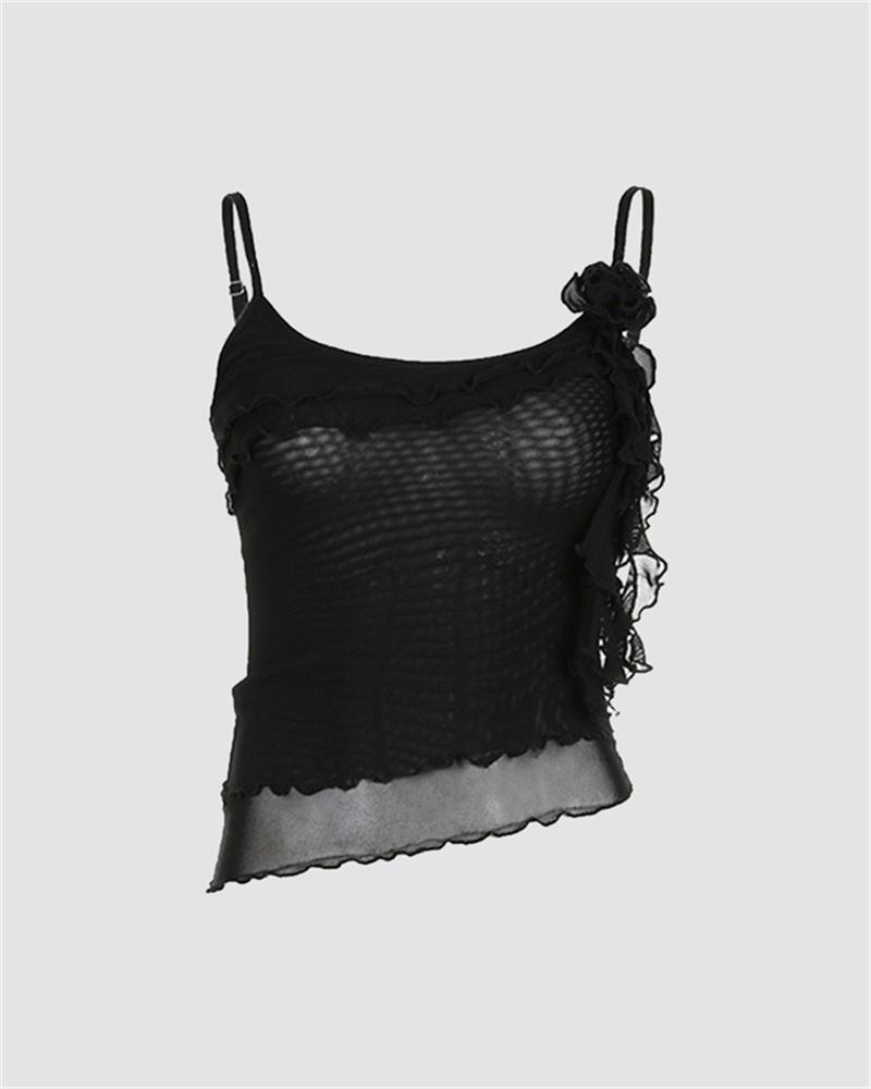 Ruffles Mesh Cami Top