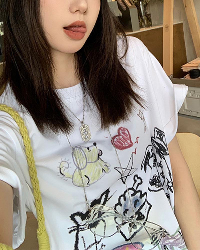 Animal Doodle Oversized T-Shirt