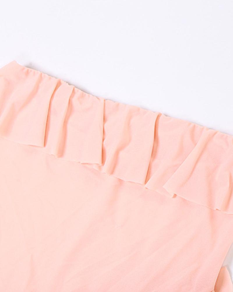 Side Slit Ruffled Maxi Skirt