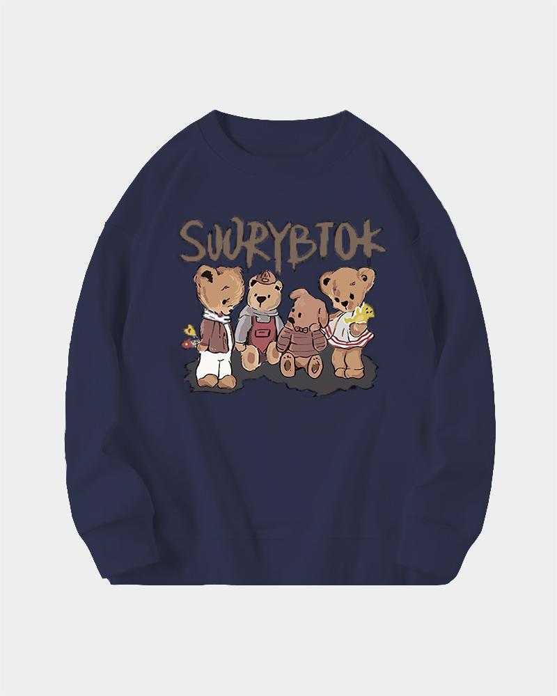 Little Bear Printed Round Neck Jumper
