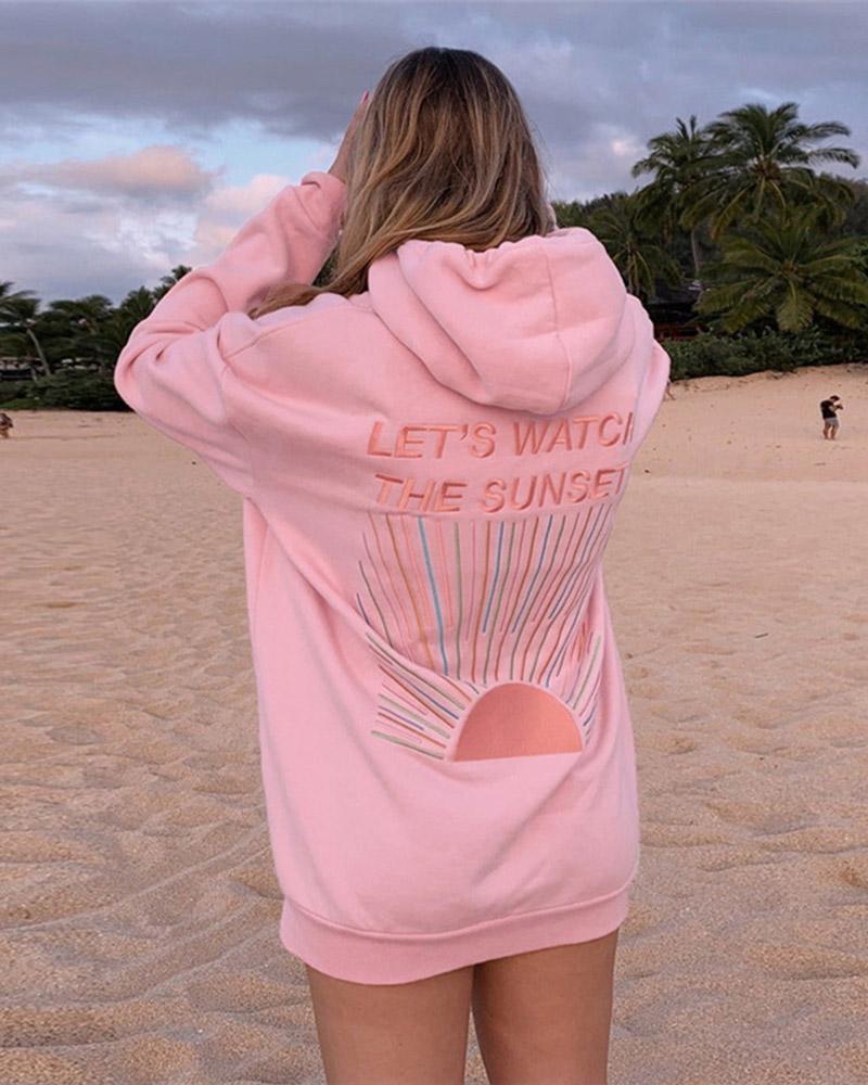 Watching Sunset Embroidery Hoodie
