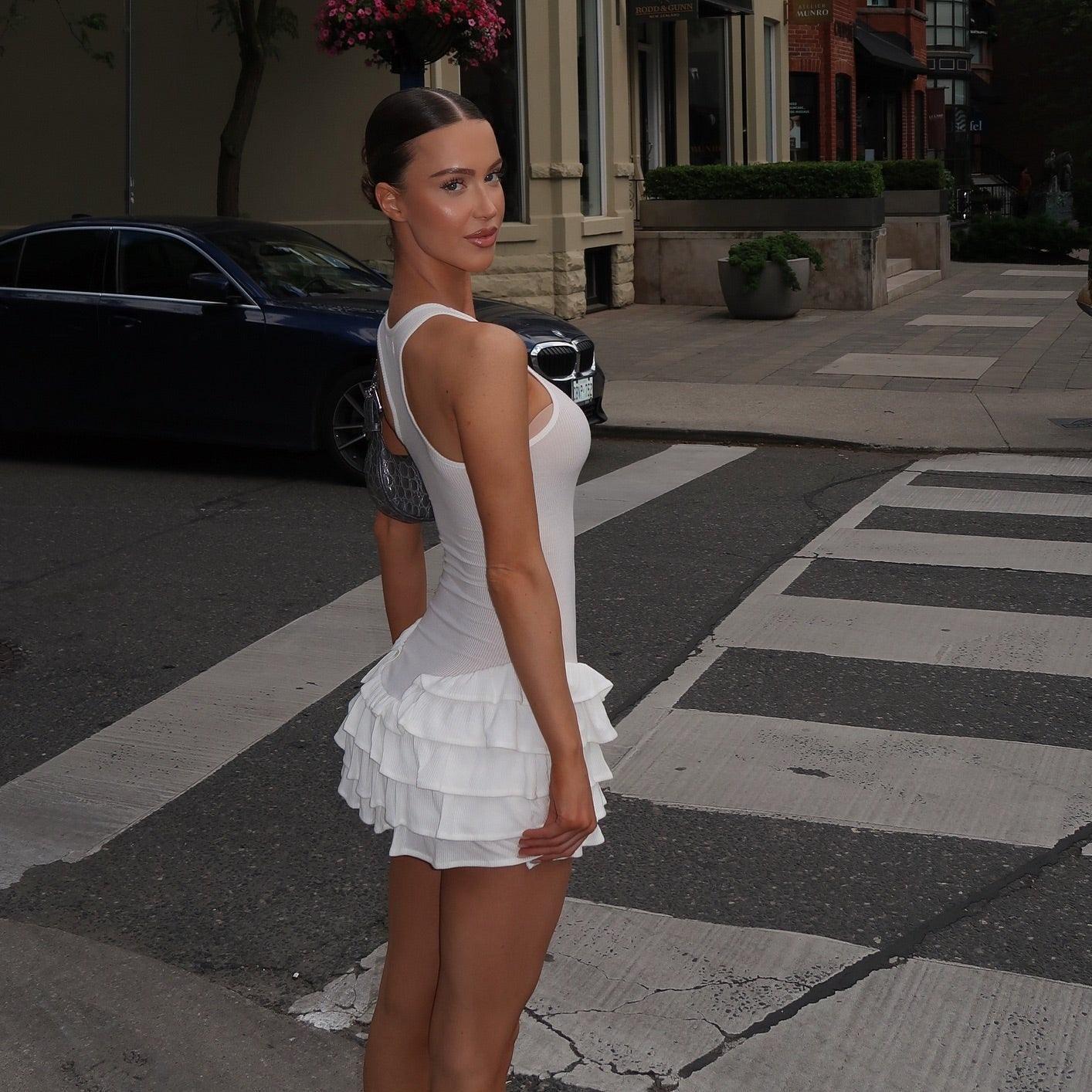 Pretty Perfect Frill Tank Mini Dress