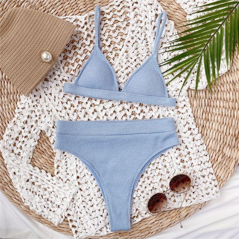 Lara Rib High Waist Triangle Bikini