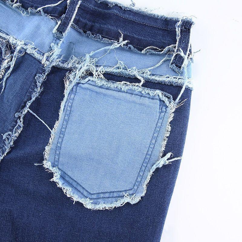 Kaylani Patchwork High Waist Street Jeans