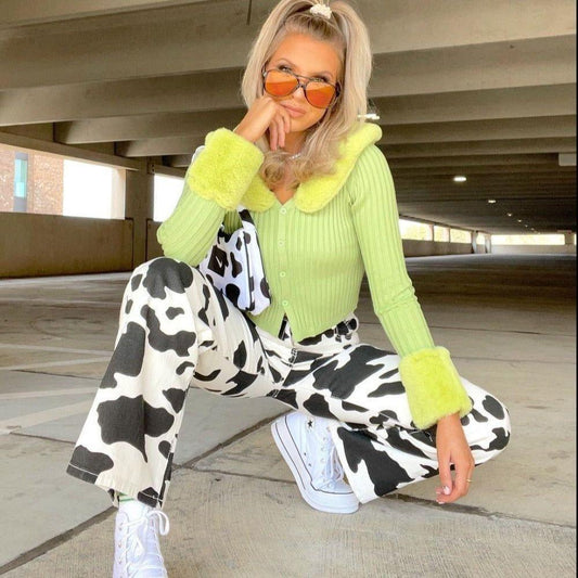 Freya Feather Collar Ribbed Cardigan