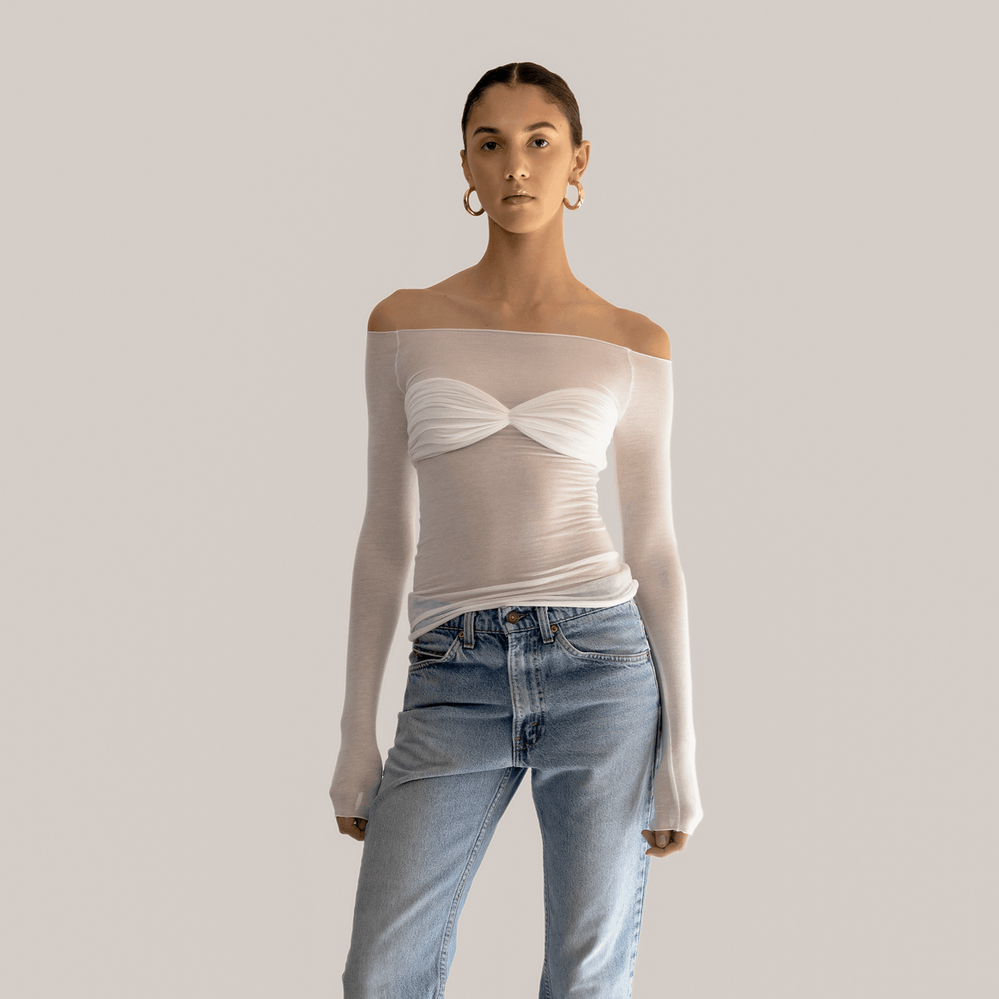 Faded Love Mesh Off Shoulder Top