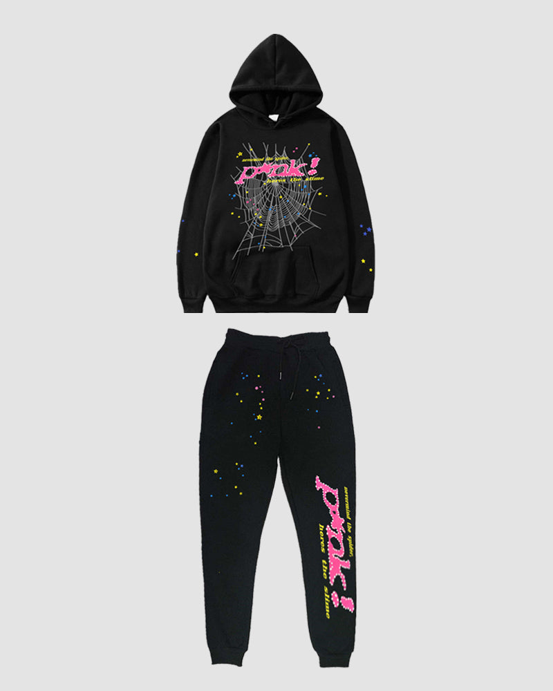 Punk Spider Print Hoodie Coord