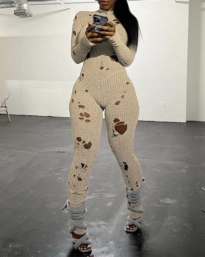 Cut-Out Knitted Jumpsuit