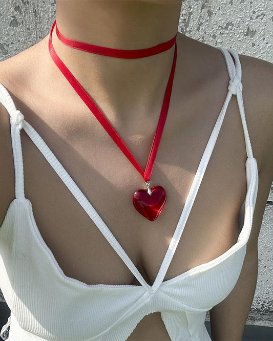 Heart Mould Wrap Silk Necklace